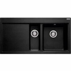 Franke - Evier Fragranit 100 X 51,5 Cm 1 Cuve Et Demi 1 égoutoir Gauche Mythos, Noir