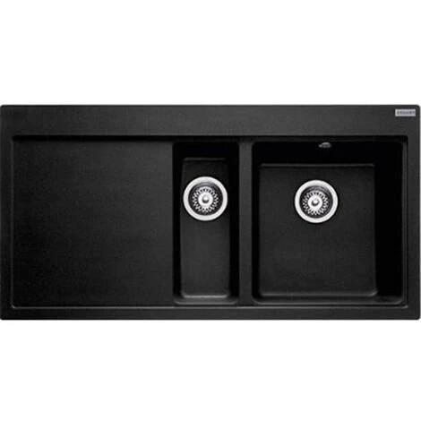 Franke - Evier Fragranit 100 X 51,5 Cm 1 Cuve Et Demi 1 égoutoir Gauche Mythos, Noir