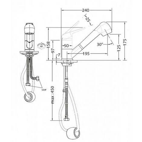 Mitigeur évier Avec Douchette Chromé - 379315 - Franke - Inox – Image 2