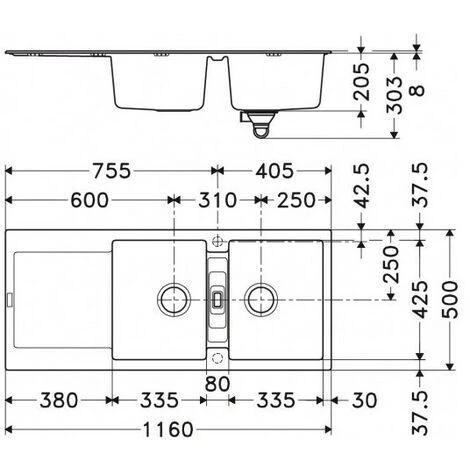 PACK Franke Maris Fragranit MRG621 + Mitigeur Novara Plus à Bec - Coloris : – Image 2