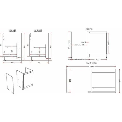 Meuble Bas Kitchenette 40cm, Avec Joue Franke – Image 2