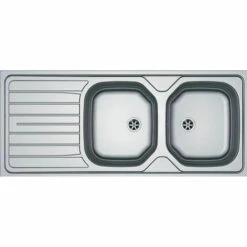 Evier Inox à Encastrer Toilé 2 Cuves 1 égouttoir, 1160x500 Mm RNN621 Franke