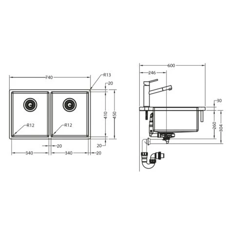 Evier Franke Box BXX120-34-34 - Inox Lisse - Vidage : Manuel – Image 2