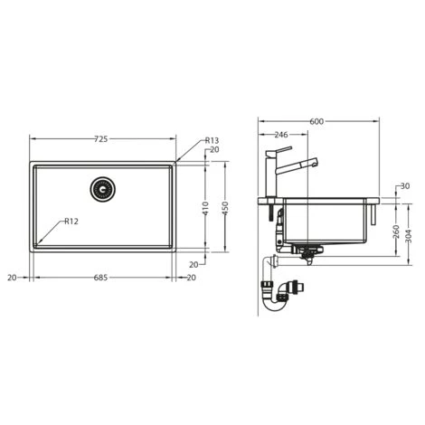 Evier Franke Box BXX110-68 - Inox Lisse - Vidage : Manuel – Image 2