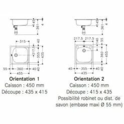 Évier Inox Une Cuve Carrée 455x435 Mm, ETX610 Franke