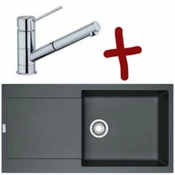 Pack Évier Maris Fragranit 970x500x190 Mm + Mitigeur Sirius - Graphite - Une Cuve - Sous Meuble 60 Cm - Franke