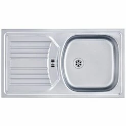 Evier Inox DEKOR EUROSTAR 1 Cuve, 1 égoutoir, ELT NOVA 614 Franke