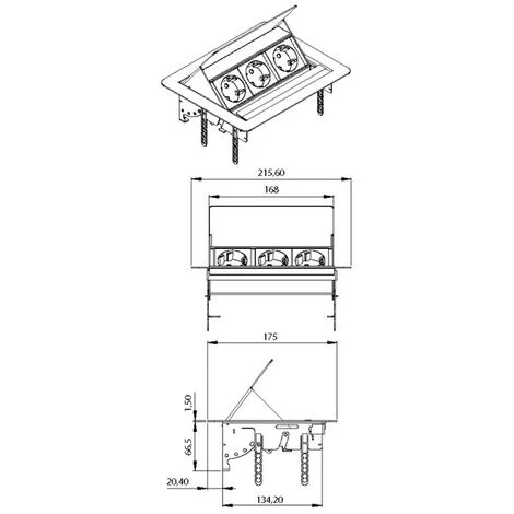 Multiprise Triplite Escamotable - 015105 - Franke - Gris – Image 2