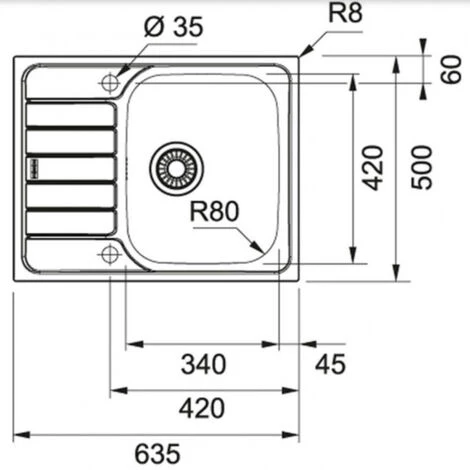 Franke Spark SKN 611-63 Évier 63,5x50cm Avec égouttoir Réversible, Inox (SKN611-63) – Image 2
