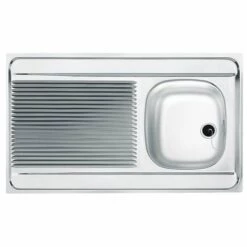 Evier Man à Poser - 1 Cuve 1 égouttoir - Inox Lisse 120x60 - Franke