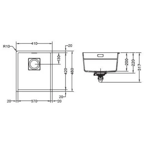 Evier Franke Kubus 2.0 Fragranit+ KNG110-37 - Noir Mat - Vidage : Manuel – Image 2