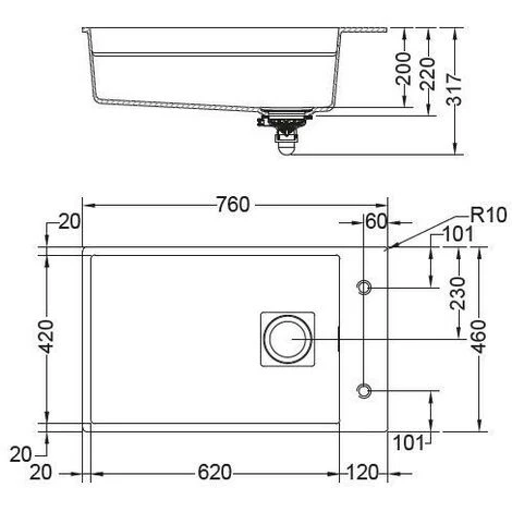 Evier Franke Kubus 2.0 Fragranit+ KNG110-62 - Noir Mat - Vidage : Manuel – Image 2
