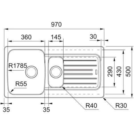 Franke Aveta AVD651 Evier 97x50cm Avec Vide-sauce Et égouttoir Réversible, Fradura, Anthracite (AVD651A) – Image 2