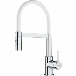Franke Lina FC 6087.031 Mitigeur Cuisine, 205 X 410 Mm, Semi-pro Avec Douchette Extractible, Chrome/Blanc (115.0626.088)