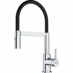Franke Lina FC 6087.031 Mitigeur Cuisine, 205 X 410 Mm, Semi-pro Avec Douchette Extractible, Chrome/Noir (115.0626.085)