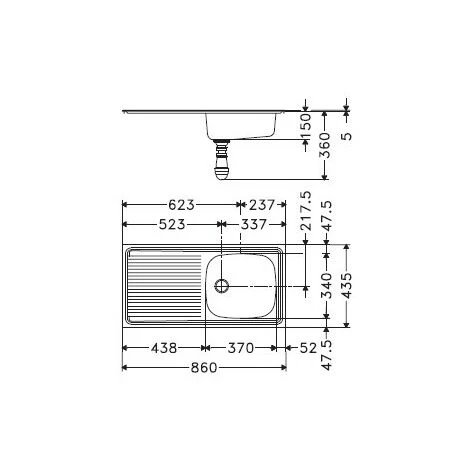 FRANKE Evier EUROSET ESX611-86 Inox (sous Meuble 50cm) 860X435X150mm – Image 2