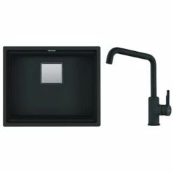 PACK FULL BLACK Franke Kubus 2.0 Fragranit KNG110-52 + Mitigeur Urban Noir à Bec - Coloris :