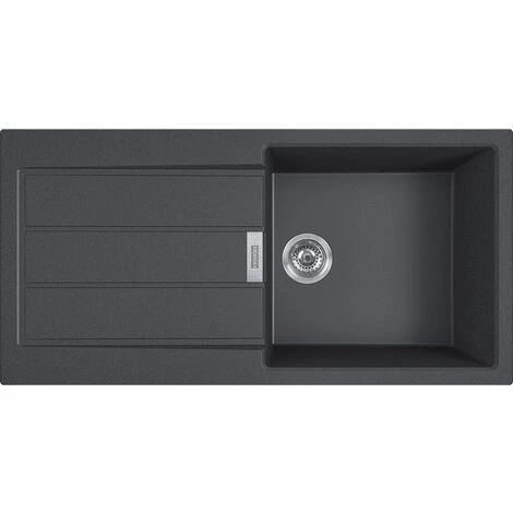 Franke Sirius Evier à Encastrer 100×50cm 1 Bac Avec égouttoir, Tectonite, Onyx + Mitigeur Col De Cygne, Fragranit, Onyx – Image 2
