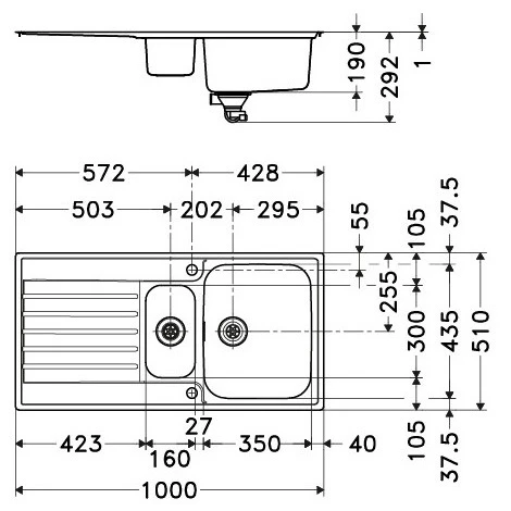 FRANKE Evier ARGOS AGX221 INOX (sous Meuble 80mm) 1160x510x190mm – Image 3