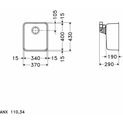Evier Franke Aton ANX110-34 - Inox Lisse - Vidage : Manuel – Image 2