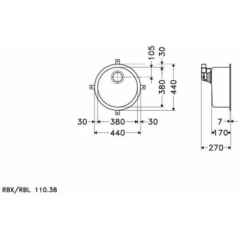 Evier Franke Rotondo RBX110-38 - Inox Lisse - Vidage : Manuel – Image 2